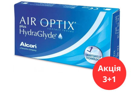 Контактні лінзи AirOptix plus HydraGlyde (штучно) 3+1